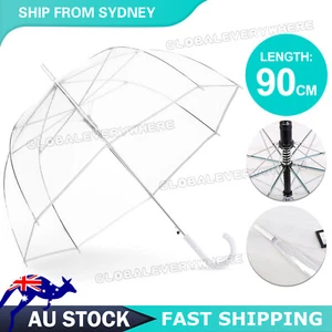 Clear Handle Dome Transparent Umbrella Waterproof Semi-Automatic Umbrellas - Picture 1 of 9