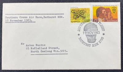 1983 200 Years Man In Flight Hot Air Balloon Bathurst Pictorial Postmark Cover - image 1 of 2