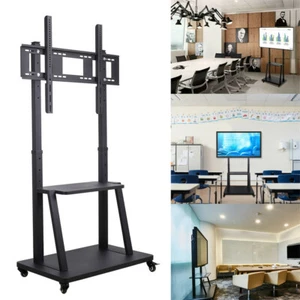 32-100" Heavy Duty Mobile TV Cart Stand W Lockable Wheels Floor TV Mount Bracket - Picture 1 of 12