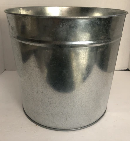 1ea GALVANIZED METAL 11" TALL Heavy Duty PAIL,BUCKET, PLANTER-RARE-SHIPS N 24HRS Cover