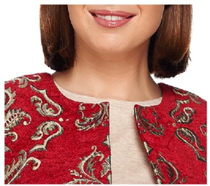 Susan Graver 25th Anniversary Tapestry Jacket , Red , Size 2 - Picture 1 of 6