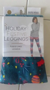 Women's Christmas Holiday Festive Fleece Lined Legwear Leggings S/M - NEW - Picture 1 of 2