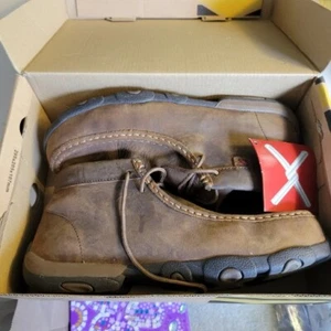 NEW~ Twisted X Driving Moc Steel Toe Work Boot Distressed Womens Size 8 1/2 Med - Picture 1 of 9