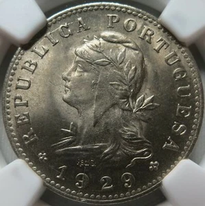 SAINT THOMAS & PRINCE PORTUGAL Portuguese 20 centavos 1929 NGC MS 63 UNC Nickel - Picture 1 of 3