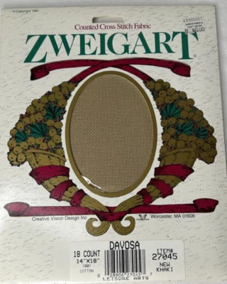 ZWEIGART 18 CT DAVOSA COUNTED CROSS STITCH FABRIC #27045 NEW KHAKI 14" X 18" NEW - Image 1 of 3