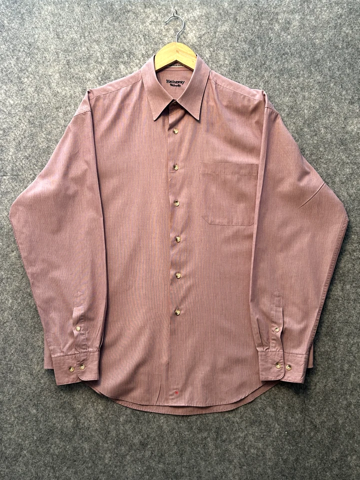 Hathaway Men's Dress Shirt Long Sleeve Dusty Rose Pink Cotton-Rich Size Large - Image 1 of 4