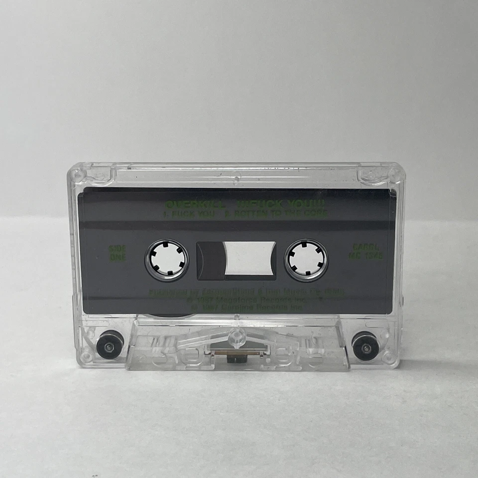 1987 Overkill !!!Fuck You!!! Loose Cassette Tape Megaforce Caroline Records💥🤘 - Image 1 of 1