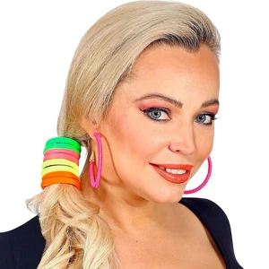 8x Haargummi 80er Jahre 4 Neon-Farben sortiert Accessoire Zopfhalter Zopfgummi - Bild 1 von 5