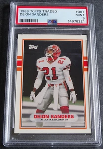 1989 Topps Traded #30T Deion Sanders RC Atlanta Falcons Football Card PSA 9 Mint - Picture 1 of 3