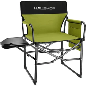 Heavy Duty Camp Chair Side Table Storage Pocket Portable Folding Directors Chair - Picture 1 of 12