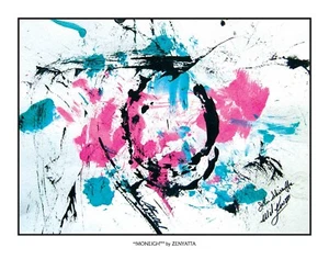 Moneigh print painted by Zenyatta at Santa Anita Park (black border) - Picture 1 of 2