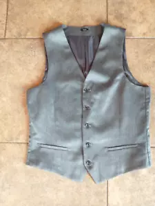 JF J. Ferrar Men's Size Medium M Charcoal Gray Slim Fit Suit Vest 5 Button - Picture 1 of 4