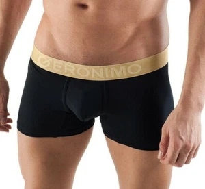 GERONIMO Mens Underwear Fitted Boxer Black , Gold Waistband Hipster XXL - Picture 1 of 3