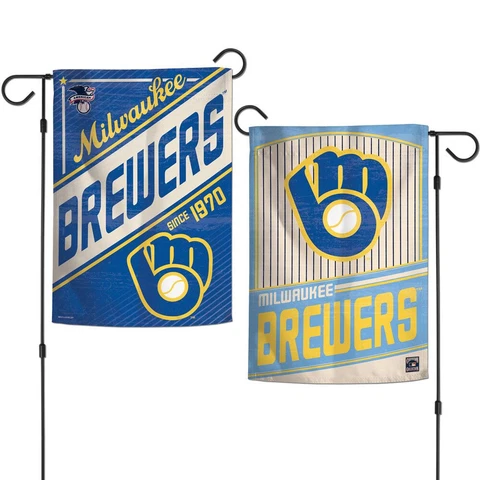 New MLB Milwaukee Brewers  Premium 2 Sided 12.5" X 18" Cooperstown Garden Flag Cover