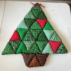 Quilted Patchwork Christmas Tree Handmade Wall Hanging 21x19"