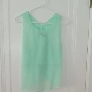 large sheer Mint Green Sleeveless Blouse - Picture 1 of 3