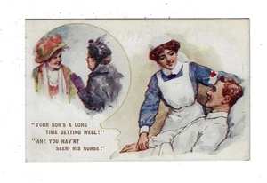 Britisches Rotes Kreuz Krankenschwester 1. Weltkrieg mit Soldat humorvolle Postkarte 2464 - Bild 1 von 2