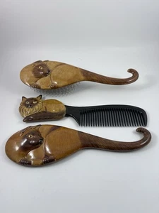 Handbemalte siamesische Katze Haarbürste Spiegel Kamm Set (3er Set) - Bild 1 von 4
