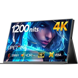 UPERFECT 4K Portable Monitor 16" 1200Nits Laptop Monitor Gaming Display Freesync - Picture 1 of 10