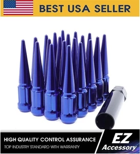 20 Pc Short Spline Spike Lug Nuts Kit | Blue | 1/2" | Ford Mustang 64-14 - Picture 1 of 5
