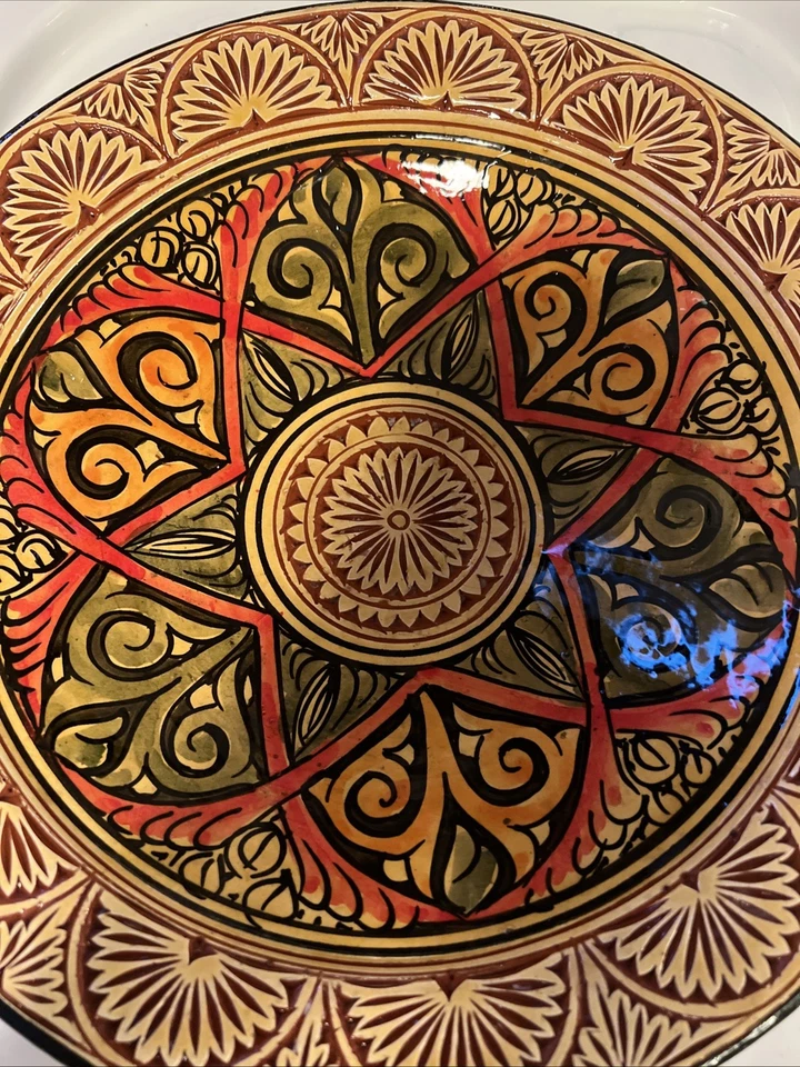 Vintage Moroccan Large Hand-Painted Yellow Ceramic Bowl - Image 1 of 1