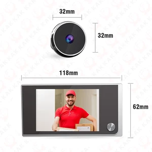 KAK 3.5" Digital Door Peephole Camera Electronic Door Viewer Bell 120 Degree Wid - Picture 1 of 12