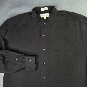 Dillards Murano Shirt Mens 16-33 Black Mandarin Collar Fine Cotton Vintage - Picture 1 of 10