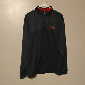 UNDER ARMOUR Mens Large ColdGear Track Jacket Black Gray - Picture 1 of 3