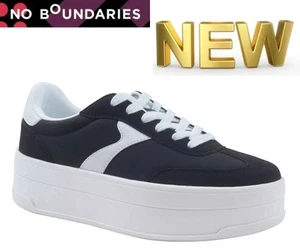Nueva Zapatilla Deportiva No Boundaries Talla 11 Para Mujer Negra Plataforma Con Cordones - Imagen 1 de 19