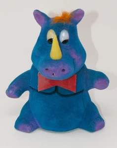 Dee Beebo Import Plastic Flocked Hippo with Bowtie - Picture 1 of 12