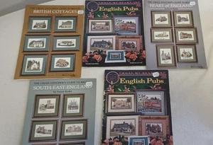 5 Vintage British Castles Pubs Cottages cross stitch charts Cox Ryder Heritage - Picture 1 of 10