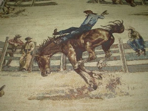 9  YDS REGAL TAPESTRY SOUTHWEST COWBOY RODEO UPHOLSTERY FABRIC FOR LESS - Picture 1 of 3