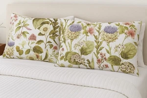 New Pottery Barn Thistle Percale Comforter King Shams, Set Of 2 NWOT - Picture 1 of 3