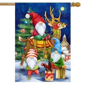 Briarwood Lane Happy Holiday Gnomes House Flag - Picture 1 of 4