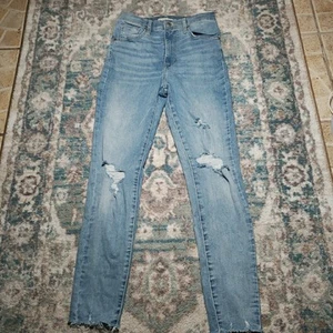 Levi's Premium Jeans Women's Sz 27 Mile High Super Skinny Medium Wash Distressed - Picture 1 of 13
