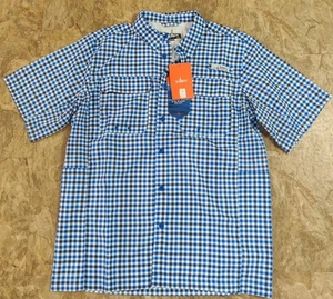 Habit Coastal Villa River Shirt Men -Med- Blue Plaid Checkered Fishing Vented - Picture 1 of 5