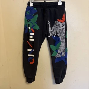 Kenzo Boy’s 8 Years Multi - Iconic Print Elephant Logo Sweatpants Dark Gray - Picture 1 of 3
