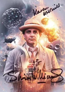 Doctor Who: SIMON WILLIAMS & KAREN GLEDHILL - Signed BFI Season 25 Postcard - Foto 1 di 2