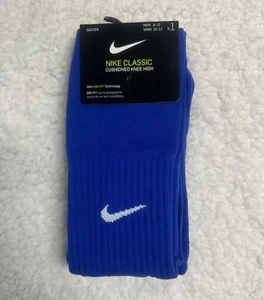 Nike Soccer Classic Cushioned Knee High Blue Socks, 1-Pair, M Sz 8-12 W Sz 10-13 - Picture 1 of 2