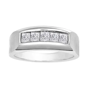 0.9 Carat Lab Grown - CVD Diamond 5 Stone Mounting Engagement Mens Ring 14K Gold - Picture 1 of 4