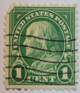 U.S. Postage ~ Benjamin Franklin ~ 1₵ Green ~ Posted/Cancelled ~ c.1930's ~ X02 - Picture 1 of 6