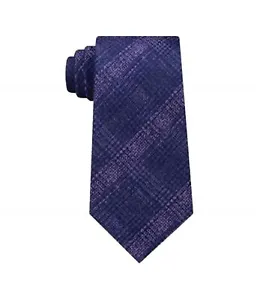 Michael Kors Mens Briarcliff Check Self-tied Necktie, Blue, One Size - Picture 1 of 1