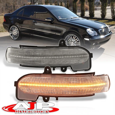 Clear LED Dynamic Side Mirror Turn Signal Lights For 2001-2007 Benz W203 C Class - Image 1 of 4