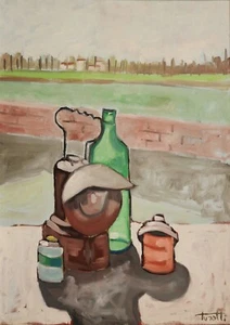 TUROTTI Martino - Öl auf Leinwand 50 x 70 cm " Stillleben in der Landschaft " - Bild 1 von 5