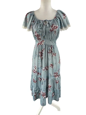 Vestido Floral Boho Hippie Plisado Sol Cottagecore Años 60 70 Talla 11 Cintura Imperio Foto 1 de 4