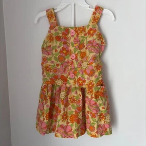 Disney Junior Minnie 2 Pc. Floral Print Retro 70's Pocket Skirt & Ruch Crop Top - Picture 1 of 10