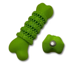 Dogbed4less Single 6,5" grün Hundeknochenspielzeug, Leckerli-Spender mit Zahnreinigung - Bild 1 von 5