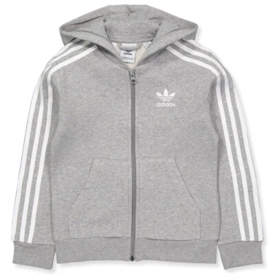 Adidas Youth Originals Full Zip Hoodie Medium Grey Heather-White DH2702 - Image 1 of 4