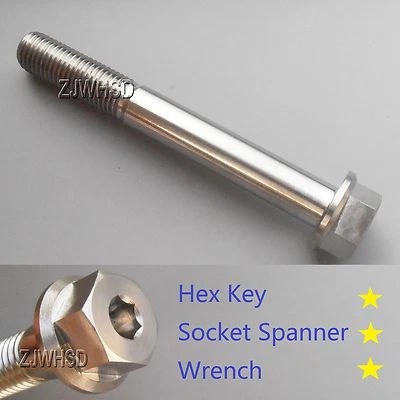 M10 x 1,25 x 80 Ti titanio tornillo perno enchufe tapa cabeza y cabeza de brida hexagonal hexagonal Foto 1 de 2