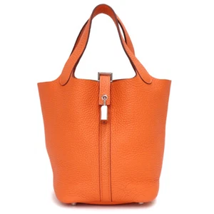 HERMES Picotin Lock 18 Pm Handbag Taurillon Clemence leather, Feu - Picture 1 of 12
